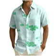 thumbnail image 2 of Ceisia Men's St. Patrick's Day Clover Print Short Sleeve Button-Down Shirt Collection | Gradient Clover Scatter Print Button-Up Shirt Gifts, 2 of 9
