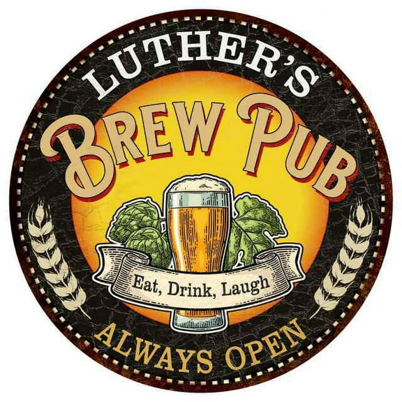 LUTHER'S Beer Pub Man Cave Metal Sign Home Decor 14 inch Round 100140025318