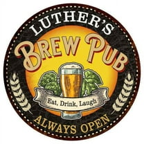 LUTHER'S Beer Pub Man Cave Metal Sign Home Decor 14 inch Round 100140025318