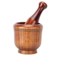 thumbnail image 1 of Nvzi Cuenco de madera para moler - Juego de mortero y maja de madera, machacador de ajo manual para cocina doméstica, molinillo de especias de jengibre, juego de mortero y maja, 1 of 5