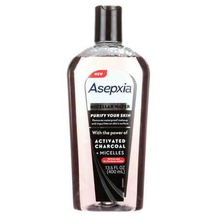 Asepxia Micellar Cleansing Water Charcoal for Adults, Makeup Remover, 13.5 oz