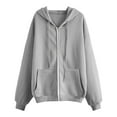 thumbnail image 3 of Charmgo Womens Tops Clearance, 2024 Autumn and Winter Women's Sports and Leisure Zipper Jacket Plus Fleece and Thickened Women's Hooded Cardigan Sweater Sweatshirt for Women, Hoodies for Women Grey, 3 of 3