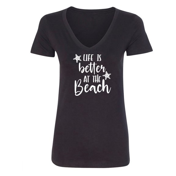 Life Is Better At The Beach Womens V-Neck T-Shirt
