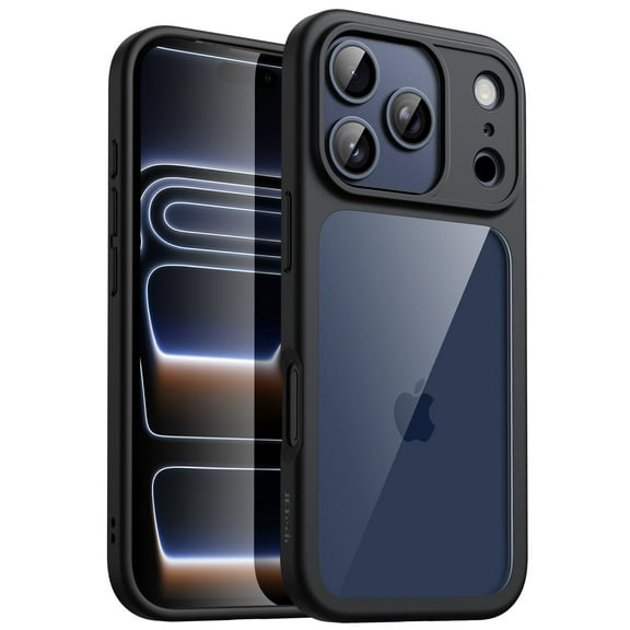 JETech Case for iPhone 17 Pro 6.3-Inch, Shockproof Phone Bumper Cover, Solid Color Matte TPU Frame, Anti-Scratch Clear Back (Black)