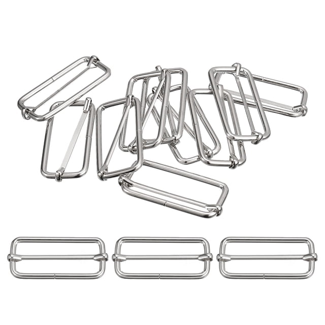 Deslizantes Hebillas, 20uds 50x20x3,8mm Metal Rectángulo Ajustador Tri-deslizante Hebilla Rodillo Pasador Correa Ajustador para Cinturón Bolsos DIY Accesorio, Plateado Tono