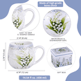 thumbnail image 3 of STP GOODS Lily of the Valley Bone China Big Belly Mug in Gift Box 16.23 fl oz (480 ml) Floral Mug Coffee and Tea Mug for Latte Cocoa Chocolate, White and Green, 3 of 6