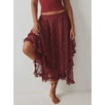thumbnail image 4 of Rdhnmea Womens Lace Long Skirts Elastic Asymmetrical Layered Hem Sexy See-Through Flowy Skirts Floral Beach Maxi Skirt, 4 of 7