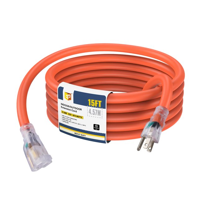 Cable de extensión EP de 15 pies iluminado para exteriores 10/3 SJTW 15A 125V