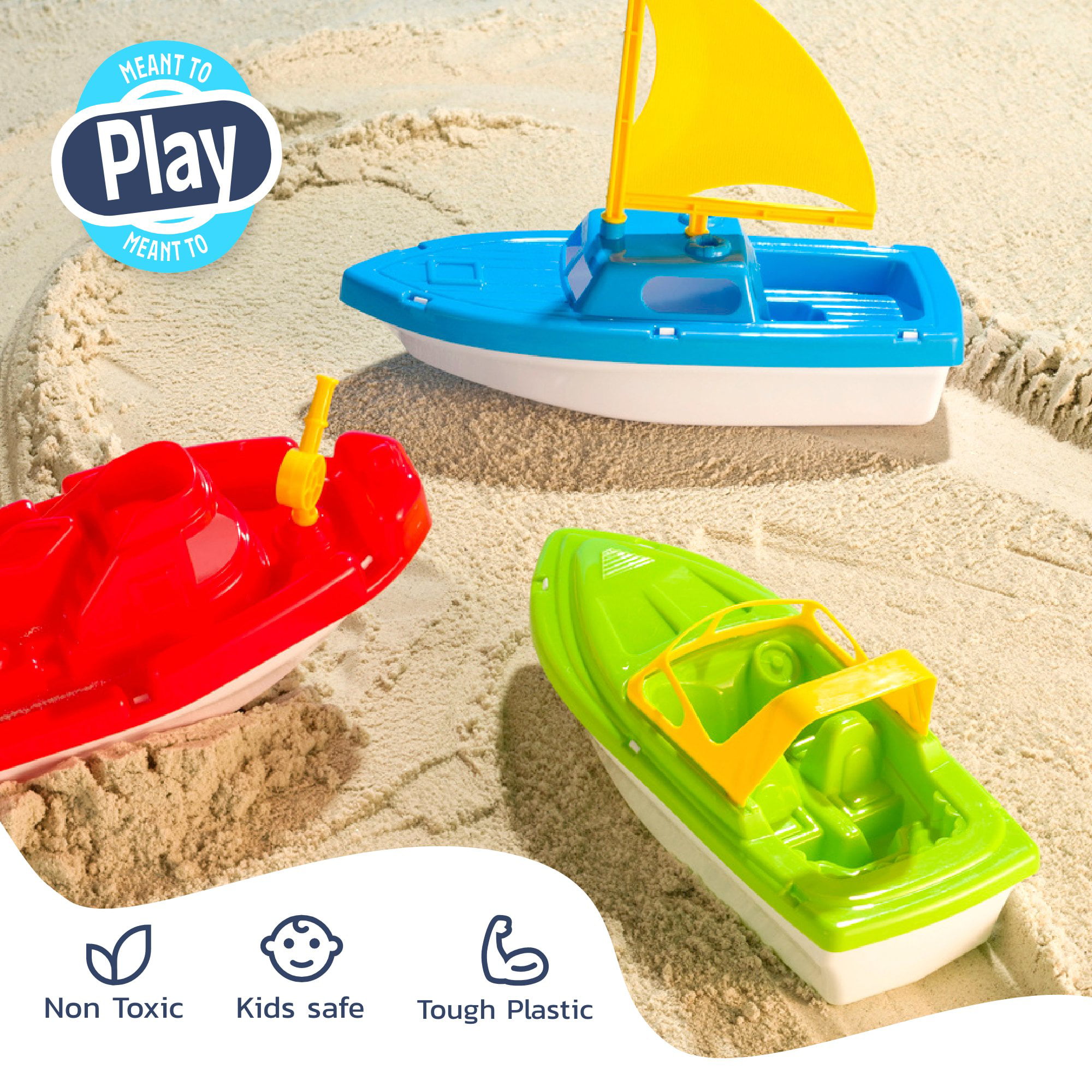 Toy Boat Bath Toys - Childrens Toy Boat Combo 3 Pack Kids Beach Toys Set of  3 Includes x1 Sail Boat, x1 Speed Boat, and x1 Tugboat Toy Boat Combo for