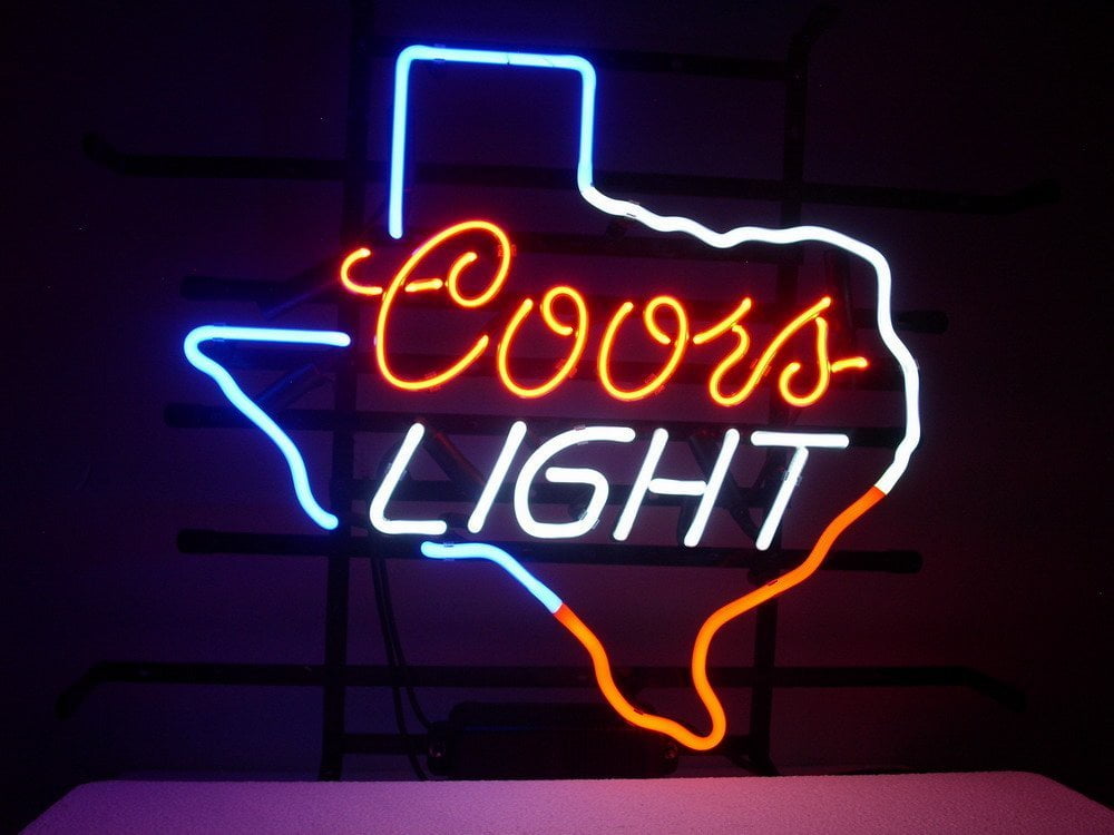 New Coors Light Texas Neon Sign 20"x16" Bar Lamp Lighting Glass Decor Artwork 