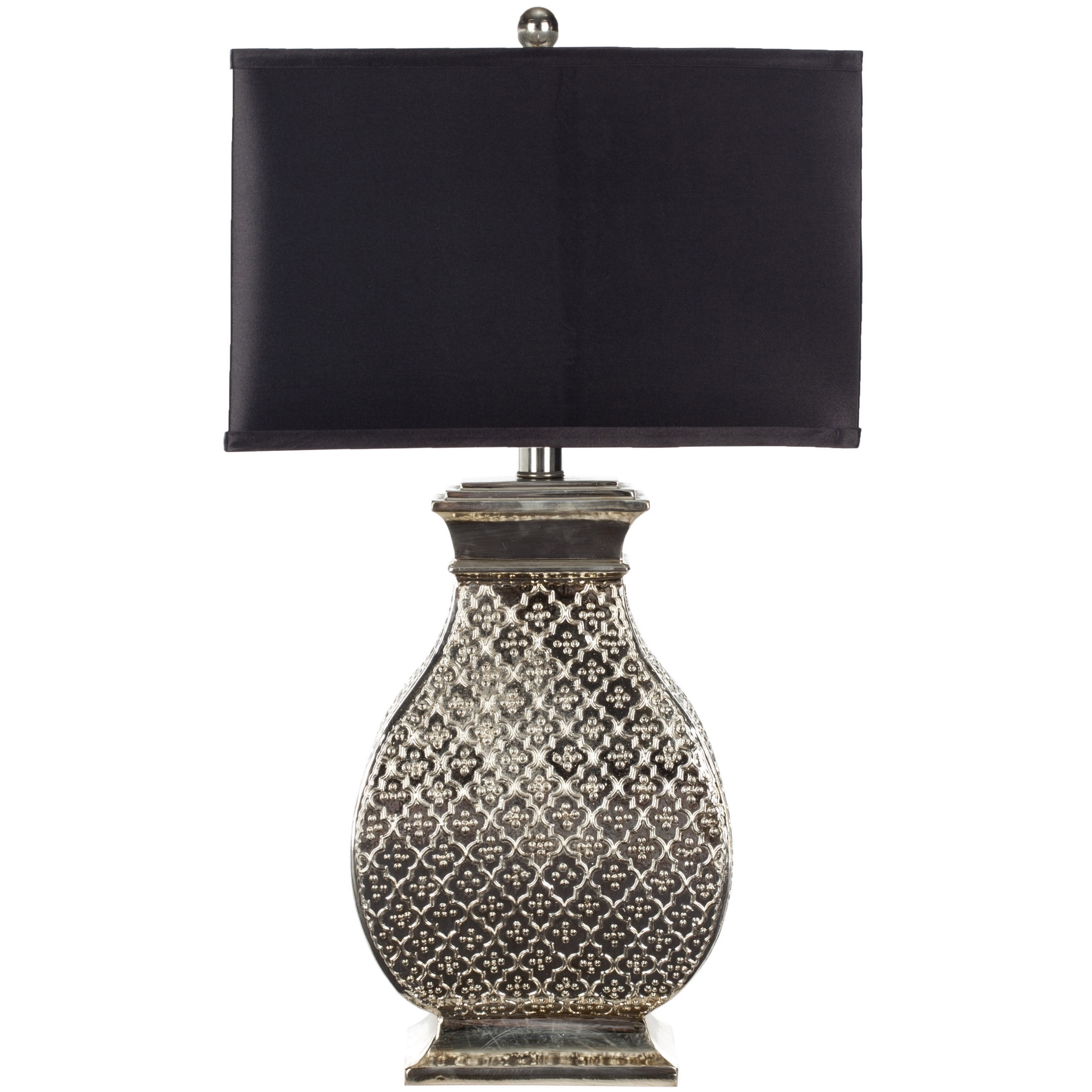Safavieh Malaga 29 In H Quatrefoil Table Lamp Silver Black Shade