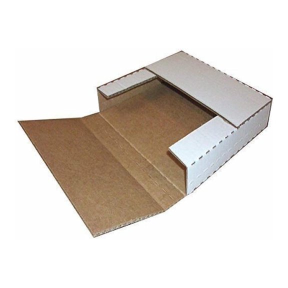 50-12 1/8" x 9 1/8" x 2" White Multi Depth Bookfold Mailer Folding Mailing Book Box Magazine Bookfolds