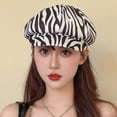 thumbnail image 2 of Newsboy Caps Women Leopard Zebra Print Beret Hat French Style Beanie Caps Retro Hip Hop Casual Painter Cap Warm Painter Hat for Autumn Winter Spring, 2 of 7