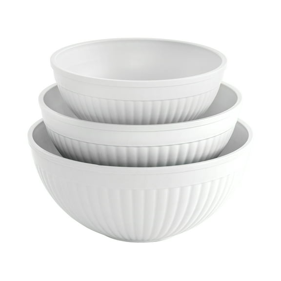 Nordic Ware 3pc Prep and Serve Microwave Safe Mixing Bowl Set, White