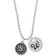 thumbnail image 1 of Delight Jewelry Silvertone Antiqued Round Seal - Initial - S - Silvertone Script Initial Disc - W - Charm Necklace, 20"+3", 1 of 4