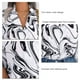thumbnail image 5 of Camisa de manga corta con botones para mujer, moda de verano, informal, holgada, con cuello en V, blusa de manga corta, color blanco M, 5 of 6