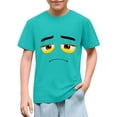 thumbnail image 1 of Blusas y camisas de manga corta con cuello redondo para niños y niñas, color liso, con estampado de expresión linda, manga corta, holgadas y cómodas, blusa para niña, 1 of 6