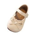 thumbnail image 4 of Viluyesy Girls Mary Jane Shoes Closed Toe Lace Bow Hook Loop Soft Sole Dress Shoes for Kids Beige Size 8 Toddler, 4 of 8