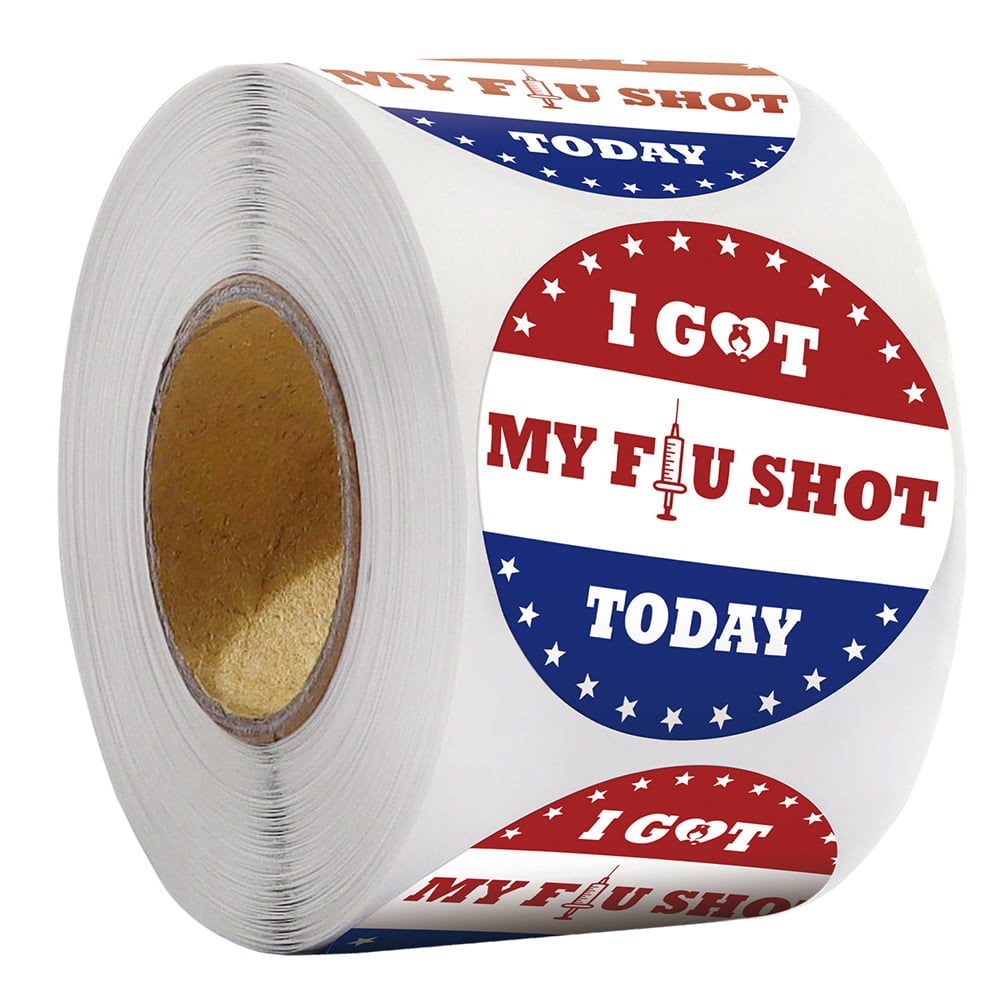I Got My Covid-19 Vaccine Stickers 500 Stickers 1.5 inch Diameter Covid-19 Vaccine Stickers Flu Shot Stickers Round Labels on a Roll Waterproof White Covid Vaccinated Round Labels Stickers