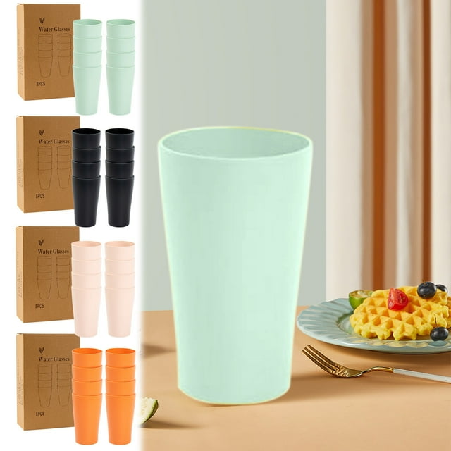 Vaidha Straw Cup Light Pattern Cup Water Cup Set Of Eight Indestructible Drinking Cups Reusable Kitchen Cup Family Party Outdoor Water Cup