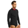 thumbnail image 3 of iiniim Men's Long Sleeve Zipper Front Romper Shirt One-Piece Bowtie Leotard Bodysuit, 3 of 7