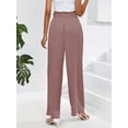 thumbnail image 7 of Chiclily Women Wide Leg Pants with Pockets High Waist Loose Belt Flowy Casual Trousers, US Size Small in Pink Black Stripe, 7 of 7