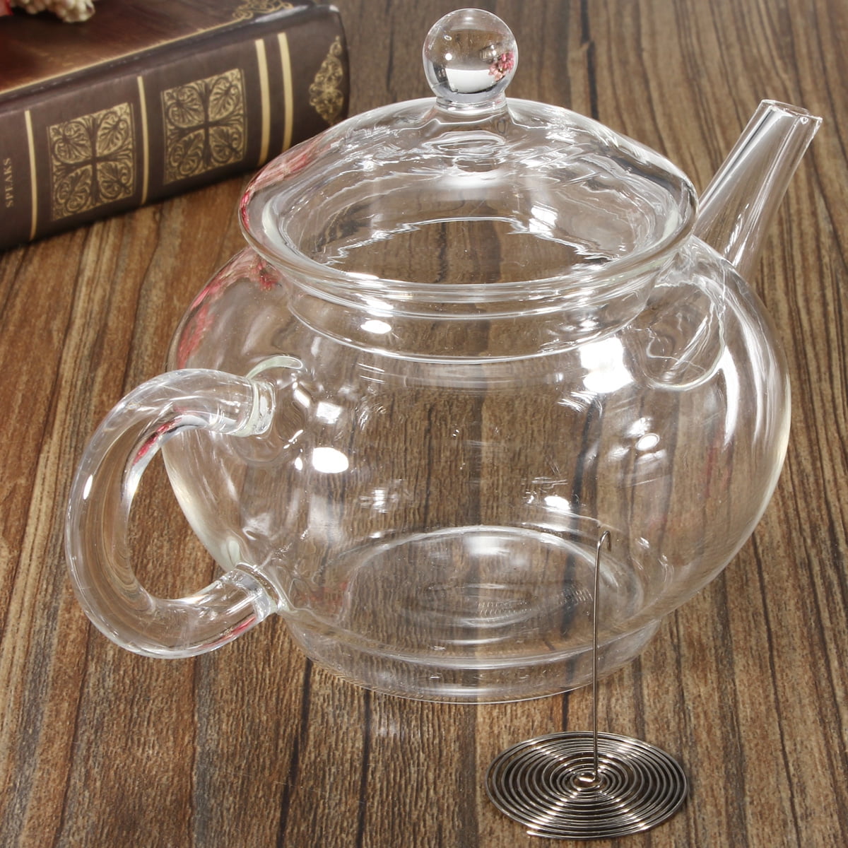 250ml/8.5oz Borosilicate Clear Glass Teapot Heat Resistant For Blooming
