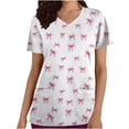 thumbnail image 2 of Lorytime Mother's Day Scrub Tops Women Print Crew Neck T Shirts Short Sleeve Uniform with Pockets Heart Work Clothes, 2 of 5