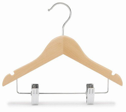 LOHAS Home 3-Pack Beech Wood Wide Shoulder Coat Hangers with Pearl Nickel Polished Hook Natural Finished 