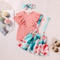 thumbnail image 1 of EGNMCR Robe pour Enfants, Robe à Manches Courtes à Col Rond pour Tout-Petits Bébés Filles Été Couleur Sans Manches + Jupe Imprimée + Bandeau Ensemble Robe Fille, 1 of 9