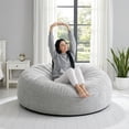 thumbnail image 3 of VIREO 5FT Bean Bag Chairs for Adults Memory Foam Filler Beanbag Chair with Removable and Washable Flannel Cover, Lazy Chairs for Living Room - Grey, 3 of 11