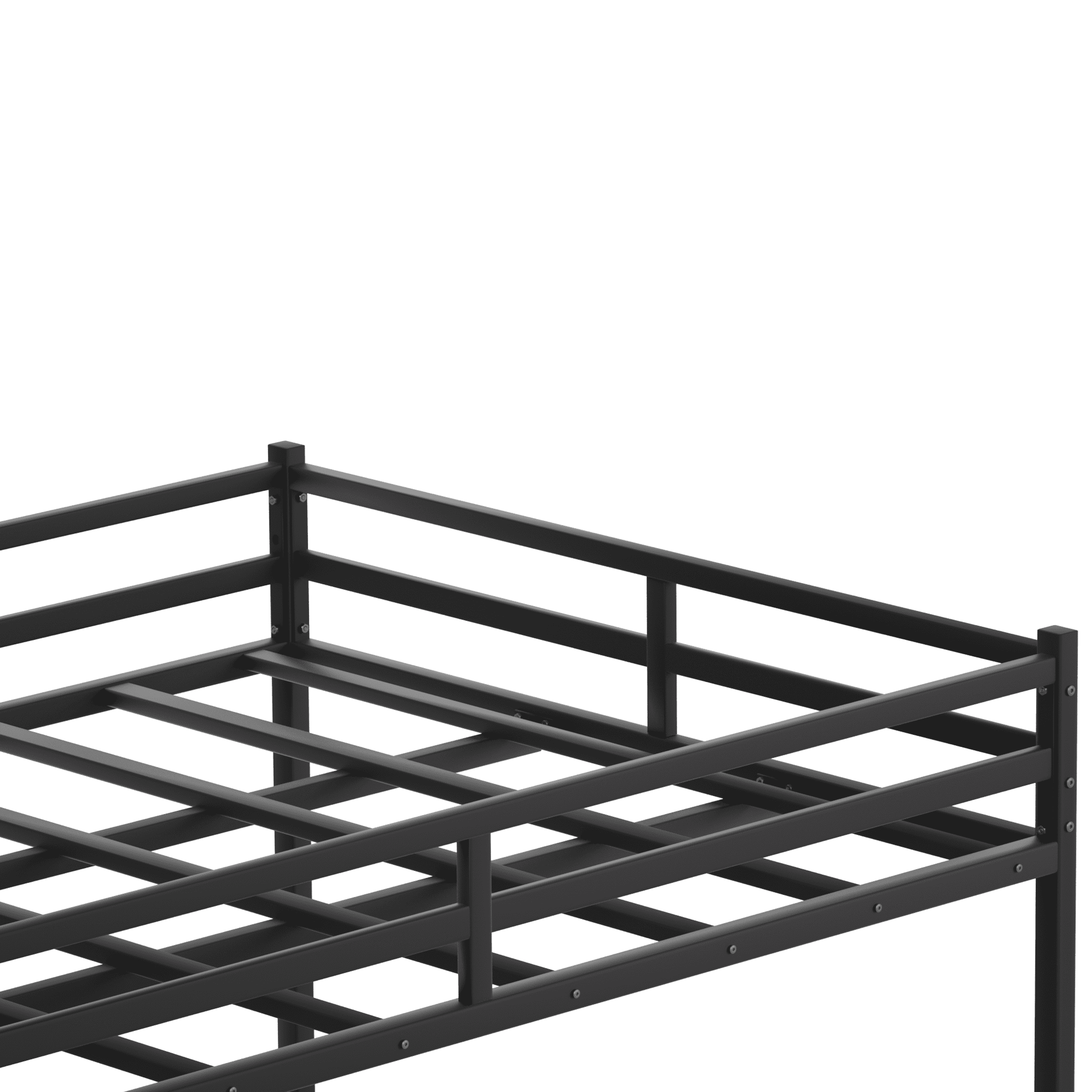 Queen Bunk Bed 83.9 Inch, Metal Bed Frame with Full-Length Guardrail and Ladder for Kids, Space-Saving Bunk Bed for Children's Bedroom, Black