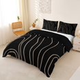 thumbnail image 3 of Homewish Minimalist Lines Bedding,Aesthetic Geometric Duvet Cover Full,Brown Black,Black Reversible,3-Piece,1 Duvet Cover and 2 Pillowcases, 3 of 6