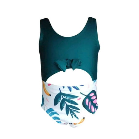 

Caitzr Family Matching Swimwear Tropical Leaf Print Sleeveless Jumpsuit