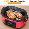 thumbnail image 6 of Heynemo 6.5QT Digital Multi Cooker, 12-in-1 Slow Cooker & Roaster with Timer, Temp Control, Delay Start, Nonstick Pot, Red, 6 of 10