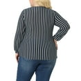 thumbnail image 3 of Agnes Orinda Women's Plus Size Boho Color Block Stripe Long Sleeves Elastic Cuff Shirt 3X Navy Blue, 3 of 6