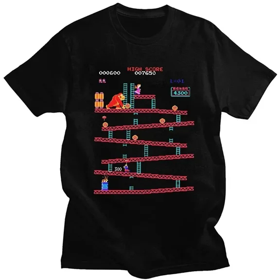 2026 New fun Donkey Kong T-shirt Men's Arcade game Printed T-shirt 100% cotton T-shirt Short sleeve T-shirt street wear