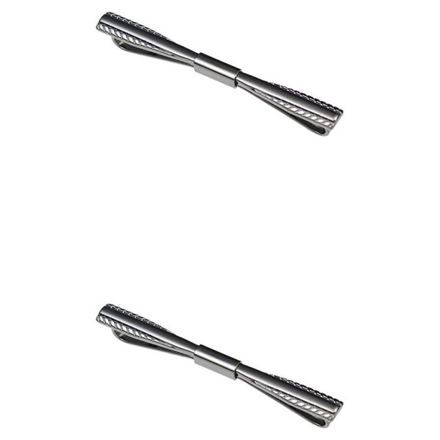 Jumpingount Gentlemen Pinch Clips Tie Pins Shirt Length Good Clip 6cm Classic Texture Negro 2Conjunto