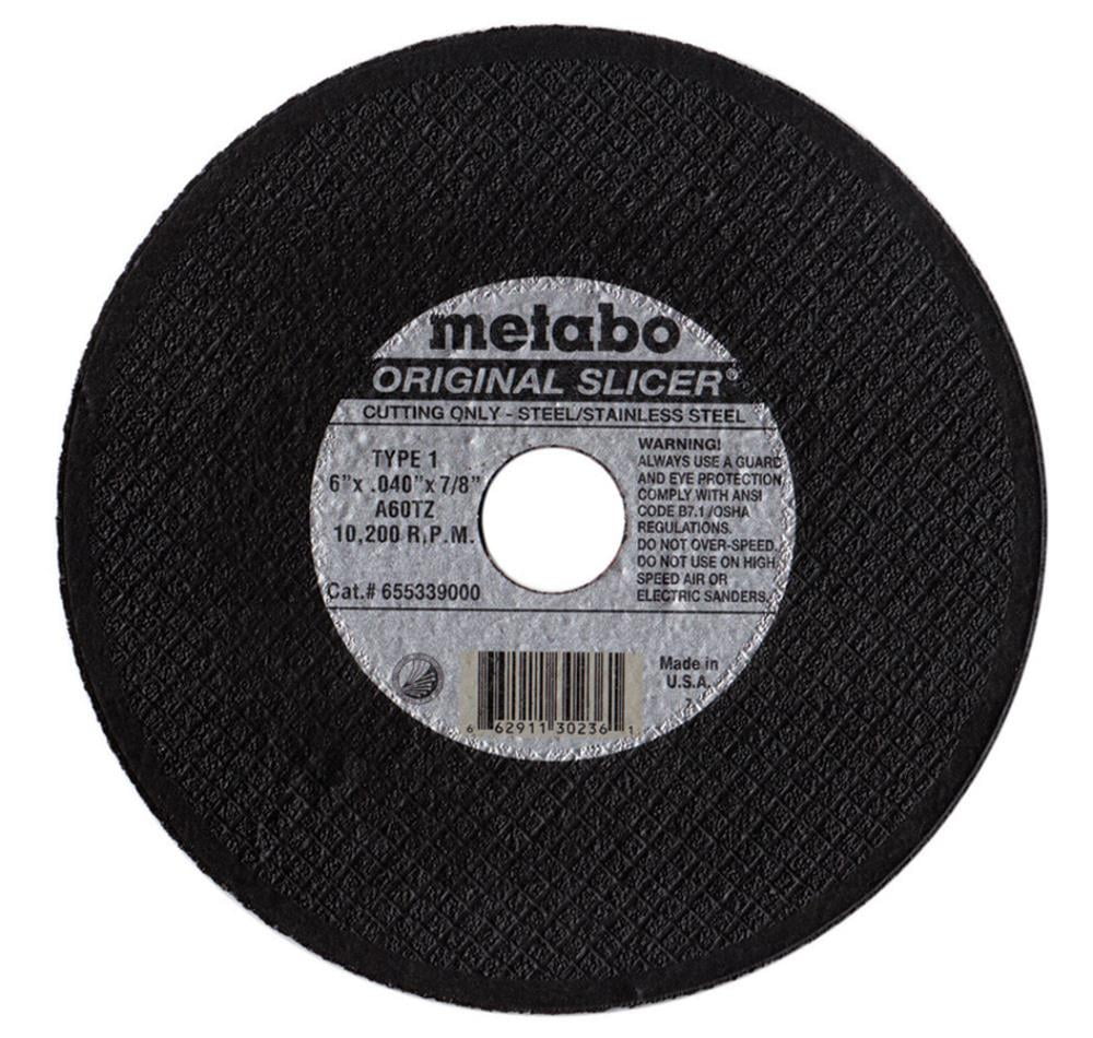 Metabo 655339000-10PK 6 x .040 x 7/8 A60TZ Slicer Cutting Wheel T1 10pk 