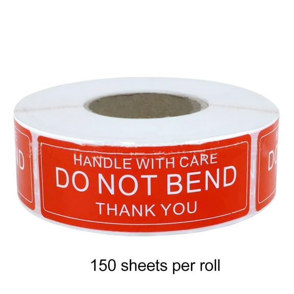 JZROCKER 150 & 500Pcs/Roll Warning Sticker Handle With Care DO NOT BEND 2.5x7.5cm Transport Packaging Remind Labels