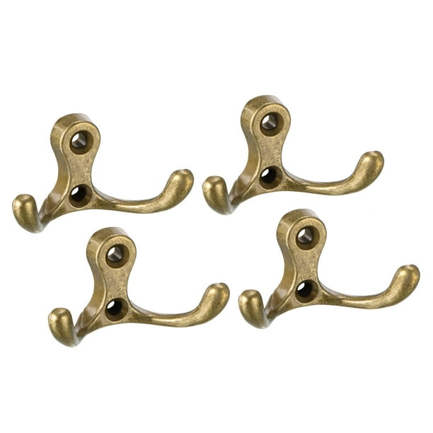 Unique Bargains Dual Prong Coat Hooks Wall Mounted Retro Double Hooks Utility Antique Bronze Hook For Coat Scarf Bag Towel Key Cap Cup H Other