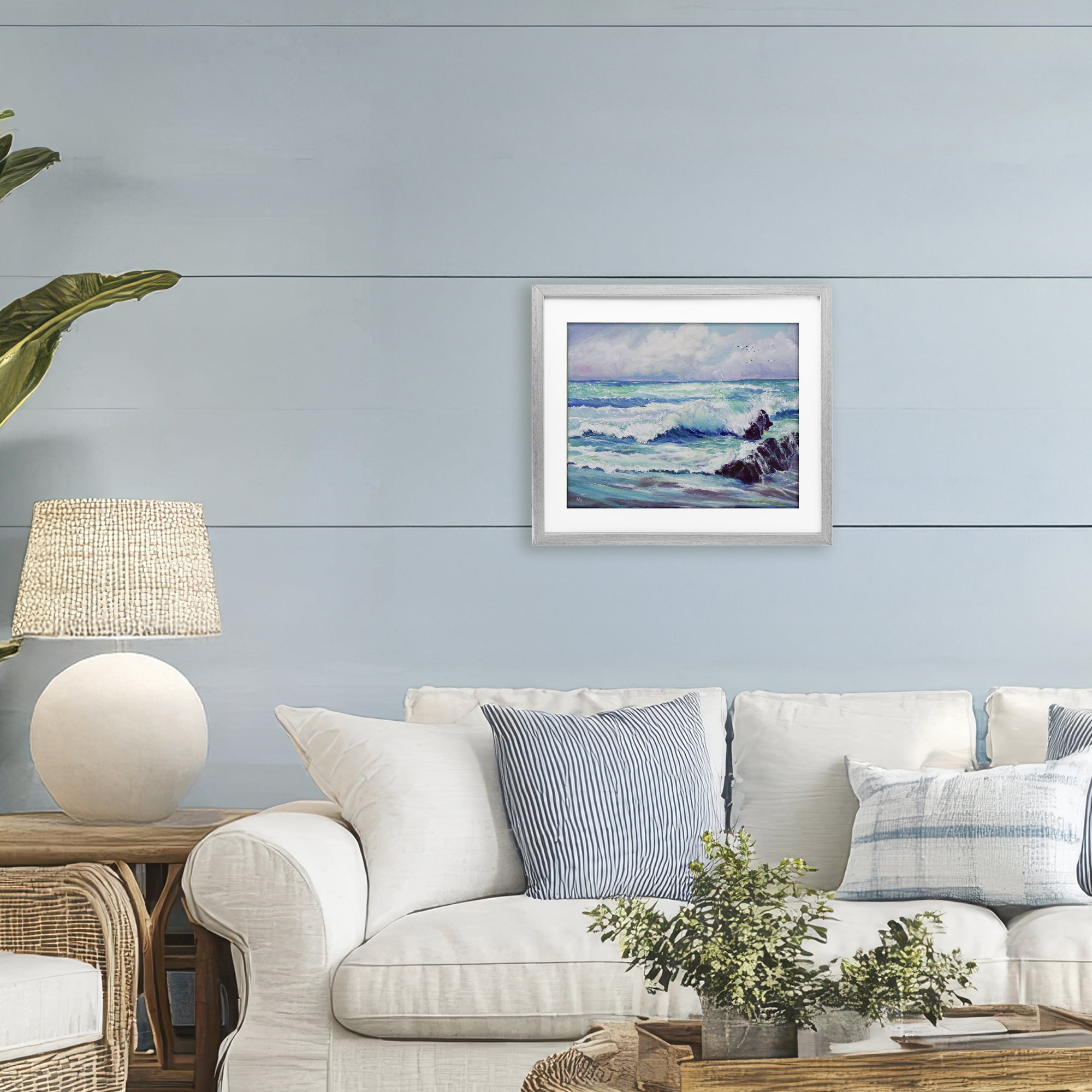 Stupell Industries Down By The Sea Gray Framed Print Under Glass, design by Lee Ann Zirbes