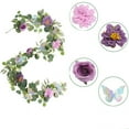 thumbnail image 3 of Hiroekza Artificial Flowers Garland with Butterfly 5.9FT Faux Rose Peony Eucalyptus Leaves Rattan Fake Flowers Plastic Home Garden Outdoor Wedding Decorations, 3 of 7