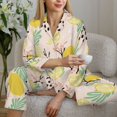 thumbnail image 6 of Pajama Sets for Women 2 Pcs, lemon leaves Button Down Long Sleeve Sleepwear Lounge PJ Sets, 6 of 6
