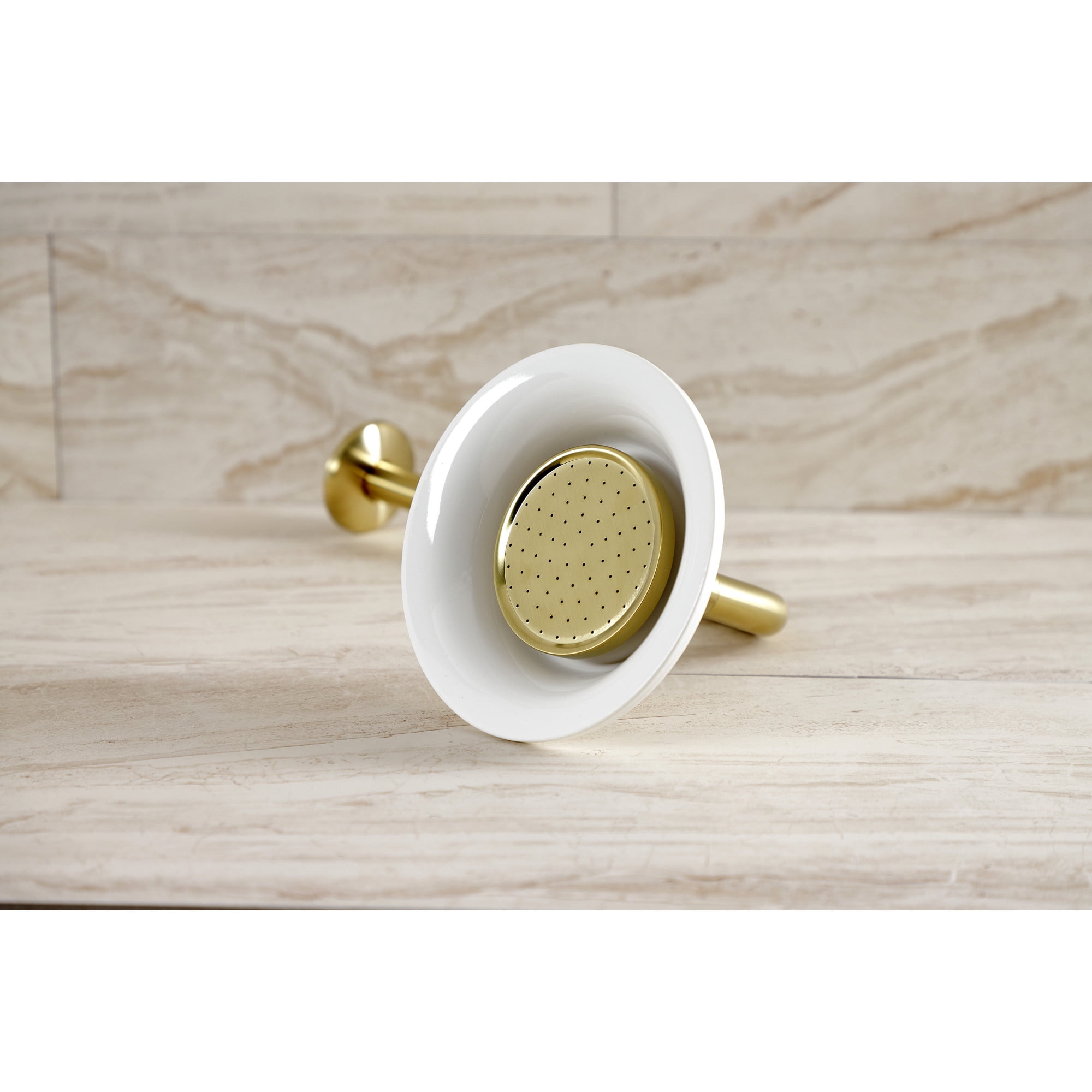 Kingston Brass P60SBCK Victorian 6-5/16-Inch Sunflower Raindrop Ceramic Shower Head with 12-Inch Shower Arm in Brushed Brass