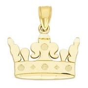 14k Gold King's Crown Pendant, Royalty Jewelry