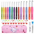 thumbnail image 2 of 14 Size Crochet Hooks Set 2mm(B)-10mm(N) Ergonomic Crochet Hooks with Case for Arthritic Hands Extra Long Crochet Needles, 2 of 7