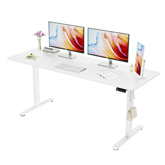 Ergomaker Electric Standing Desk,Height Adjustable Desk with Splice Board,Child Lock & Memory Function,68 x 23.6 inches,White