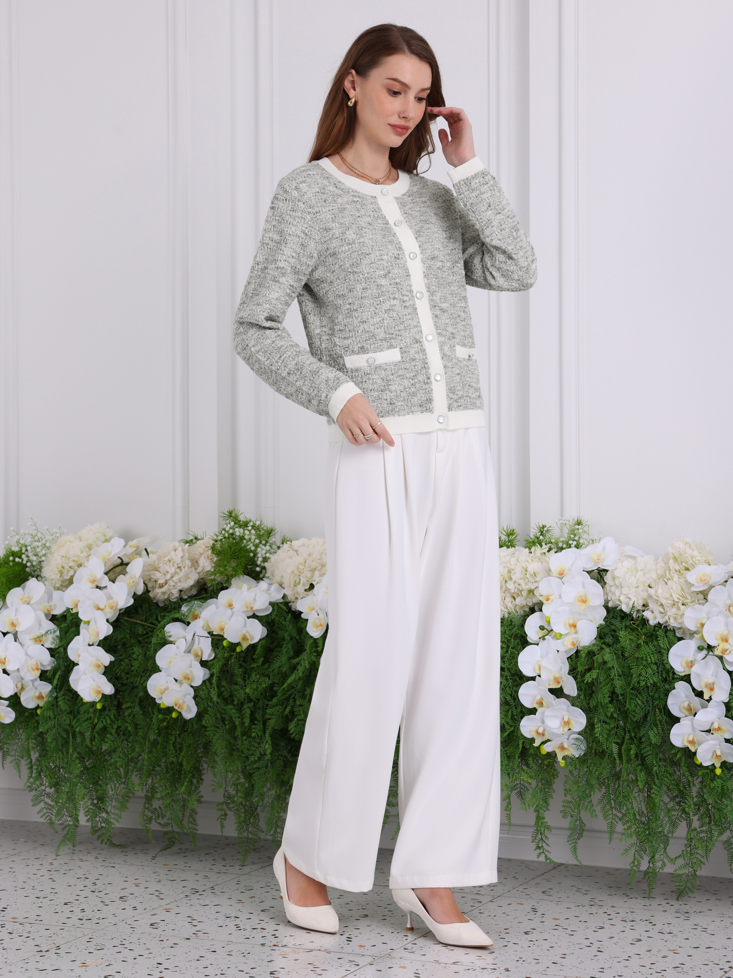 DARING DIVA Women's Casual Long Sleeve Knit Ribbed Cardigan Sweaters S Grey