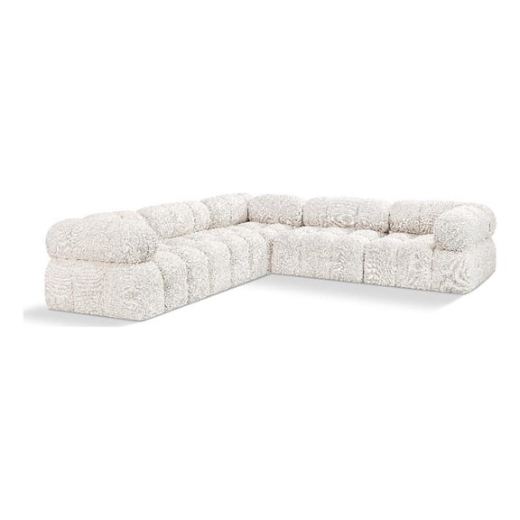 Meridian Furniture Ames Cream Boucle Fabric Modular Sectional
